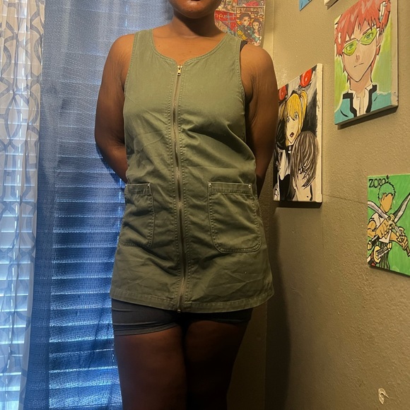 vintage bill glass green sleeveless zip up jumper dress - Picture 1 of 6